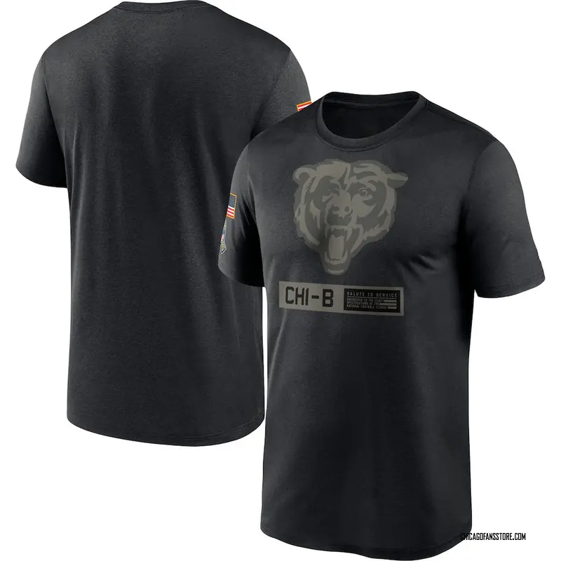 Men's Black Chicago Bears 2020 Salute to Service Team Logo Performance T-Shirt